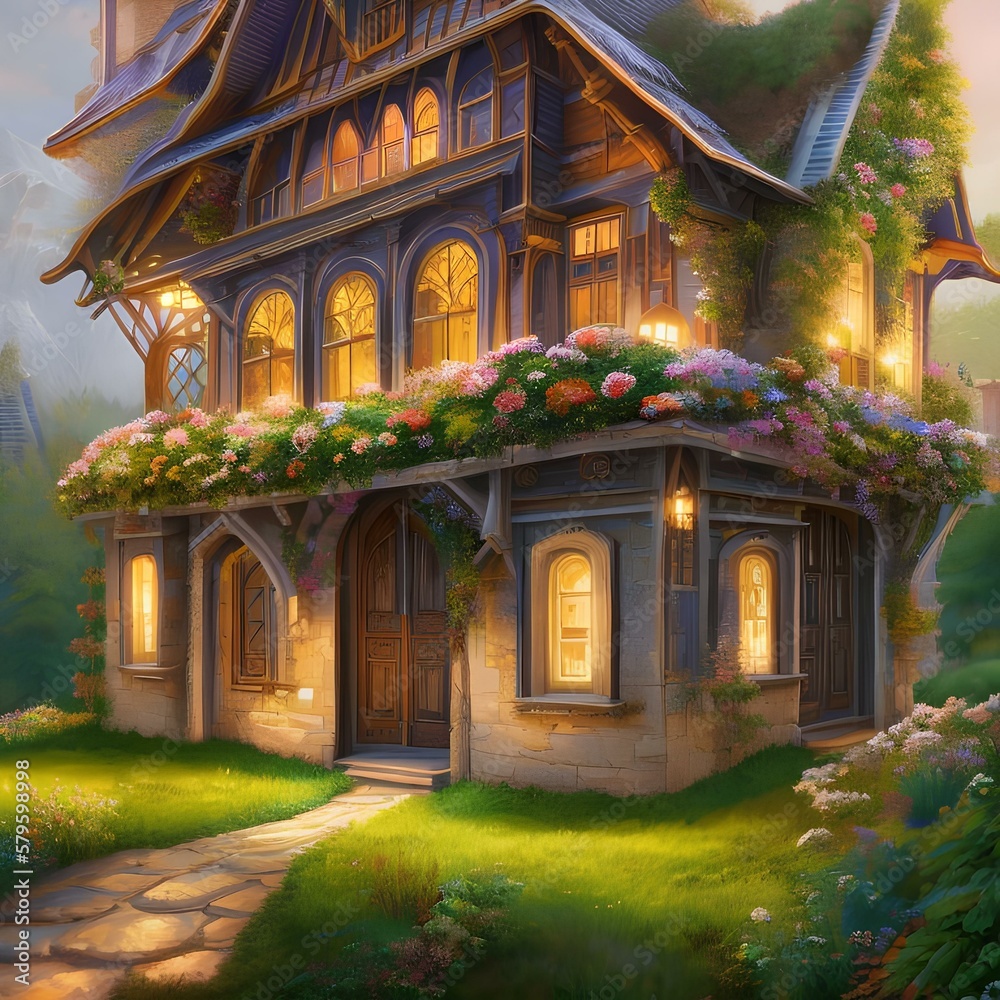 Fototapeta premium A traditional home with a cozy living room3, Generative AI