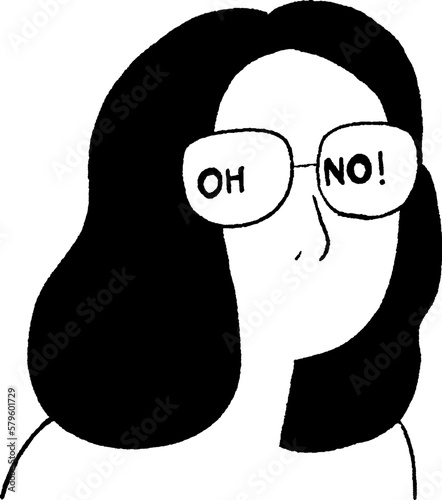 びっくりしている女性の線画ベクターイラスト