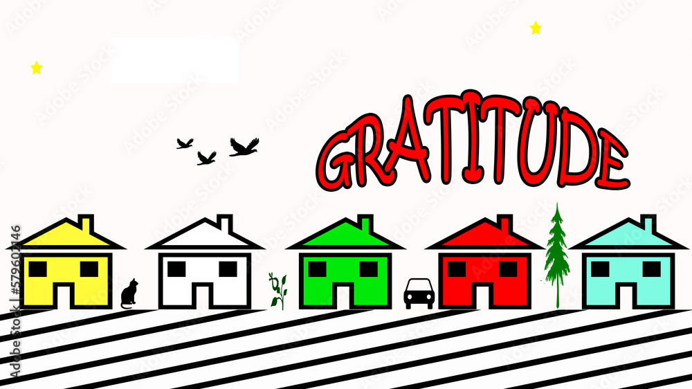 illustration of a house with Thank you or Gratitude Text