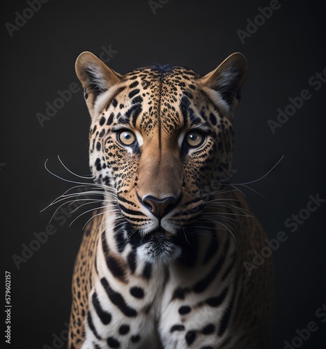 Majestic leopard animal portrait image created using generative AI