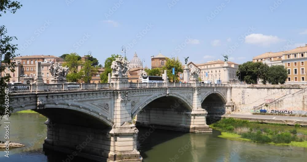 Ponte Vittorio Emanuele II, bridge over the River Tiber. Rome, Italy. Ponte Vittorio Emanuele II, bridge over the River Tiber. Rome, Italy.