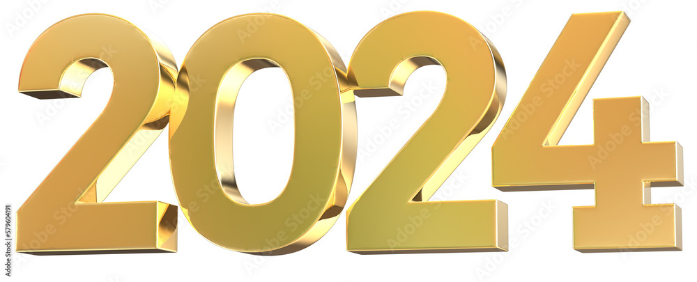 Number 2024 Gold New Year 