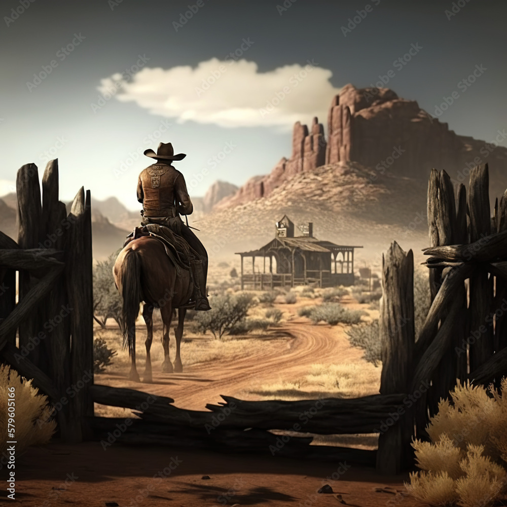 Naklejka premium a cowboy in the wild west