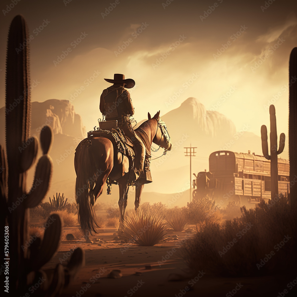 a western cowboy - obrazy, fototapety, plakaty 