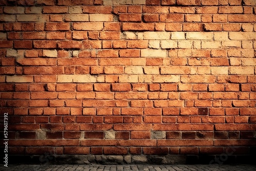 Wide angle Vintage Red brick wall Background