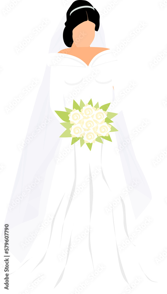 Western bride with attractive pure white wedding dress