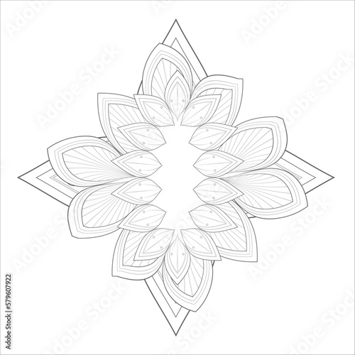 Mandala art for coloring book and art therapy. Doodle vector of flowers for coloring sheet for every age