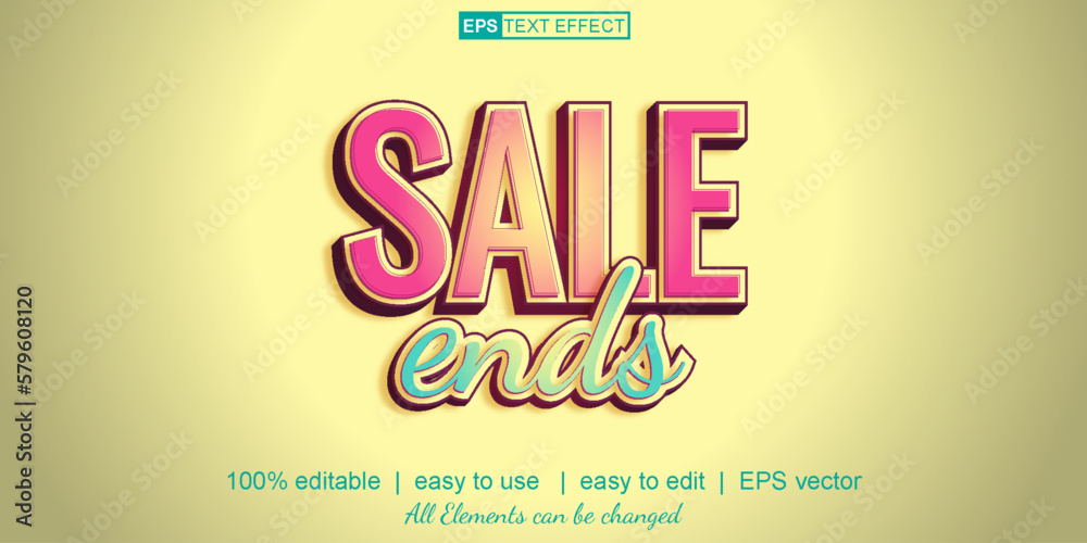 sale ends text effect, easy to use, vector text effect sale ends text effect, easy to use, vector text effect