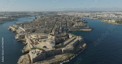 Valetta Malta Aerial Footage of in 4K High Definition. Beautiful Malta Drone Aerial Landscape Scene