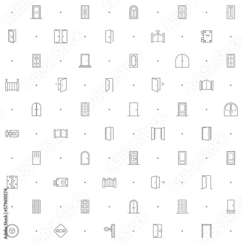 Seamless pattern with door icon on white background. Included the icons as frames, front, entry, exit, doorway, entrance, enter, open, close and design elements And Other Elements.