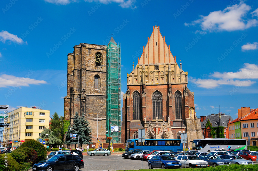 Fototapeta premium Cathedral of St. James and St. Agnes. Nysa, Opole Voivodeship, Poland.