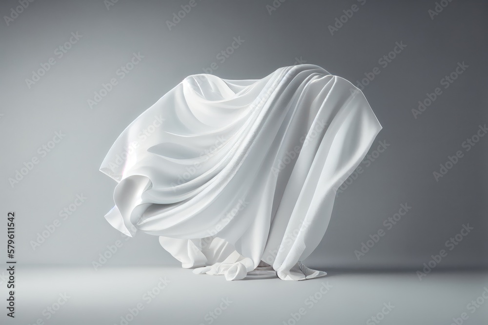 Minimalist Floating white fabric. Generative AI Minimalist Floating white fabric. Generative AI