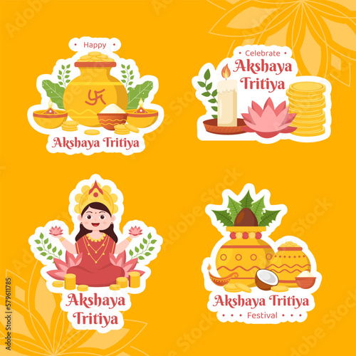 Akshaya Tritiya Festival Label Flat Cartoon Hand Drawn Templates Background Illustration