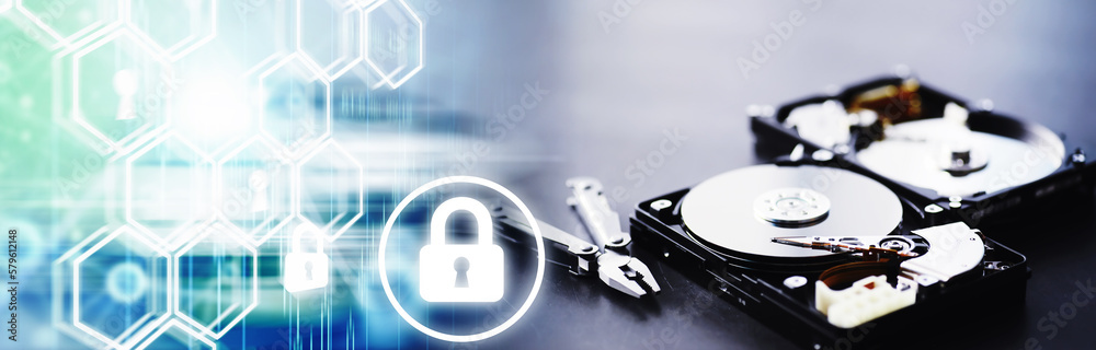 Computer accessories. The disassembled hard drive. Repair of components PC. Broken external hard drive. Computer background. Computer accessories. The disassembled hard drive. Repair of components PC. Broken external hard drive. Computer background.