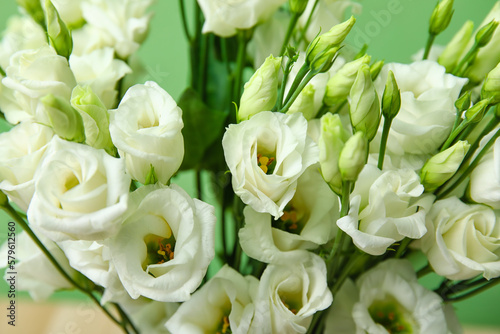 Bouquet of beautiful eustoma flowers, closeup