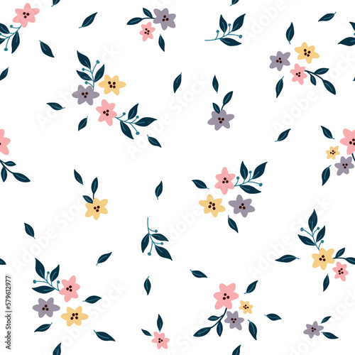 Photos Seamless Pattern with Flower and Leaves