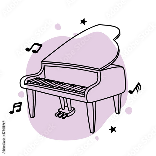 hand drawn grand piano musical instrument.