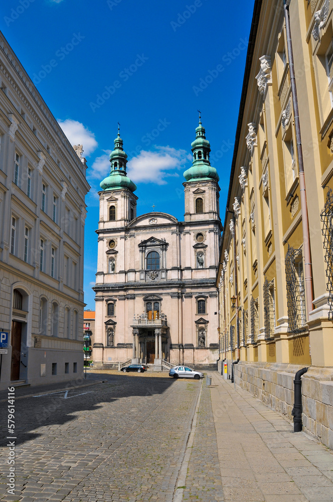Naklejka premium Catholic church of the Assumption of the Blessed Virgin Mary. Nysa, Opole Voivodeship, Poland.