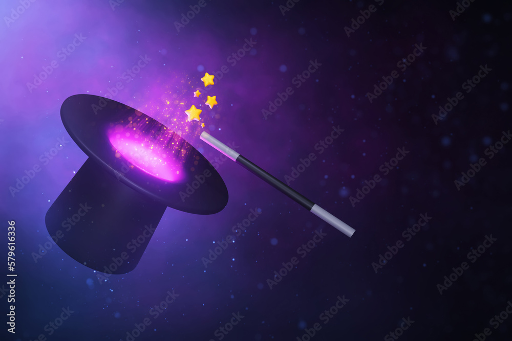Naklejka premium Magic wand trick on 3d illustration