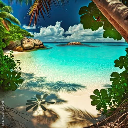 beach landscape in the caribbean GENERATIVE AI © jechm
