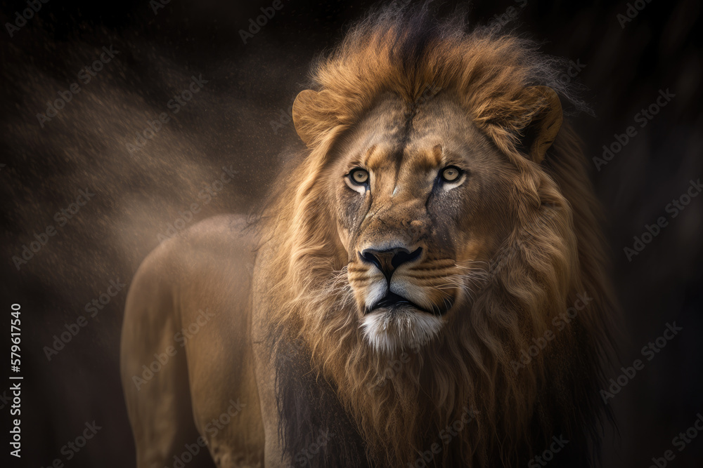 portrait of a majestic lion, Generative AI