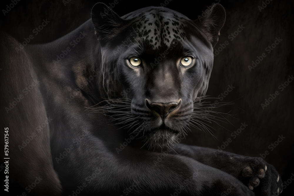 beautiful black panther portrait, Generative AI