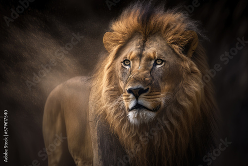 portrait of a majestic lion  Generative AI