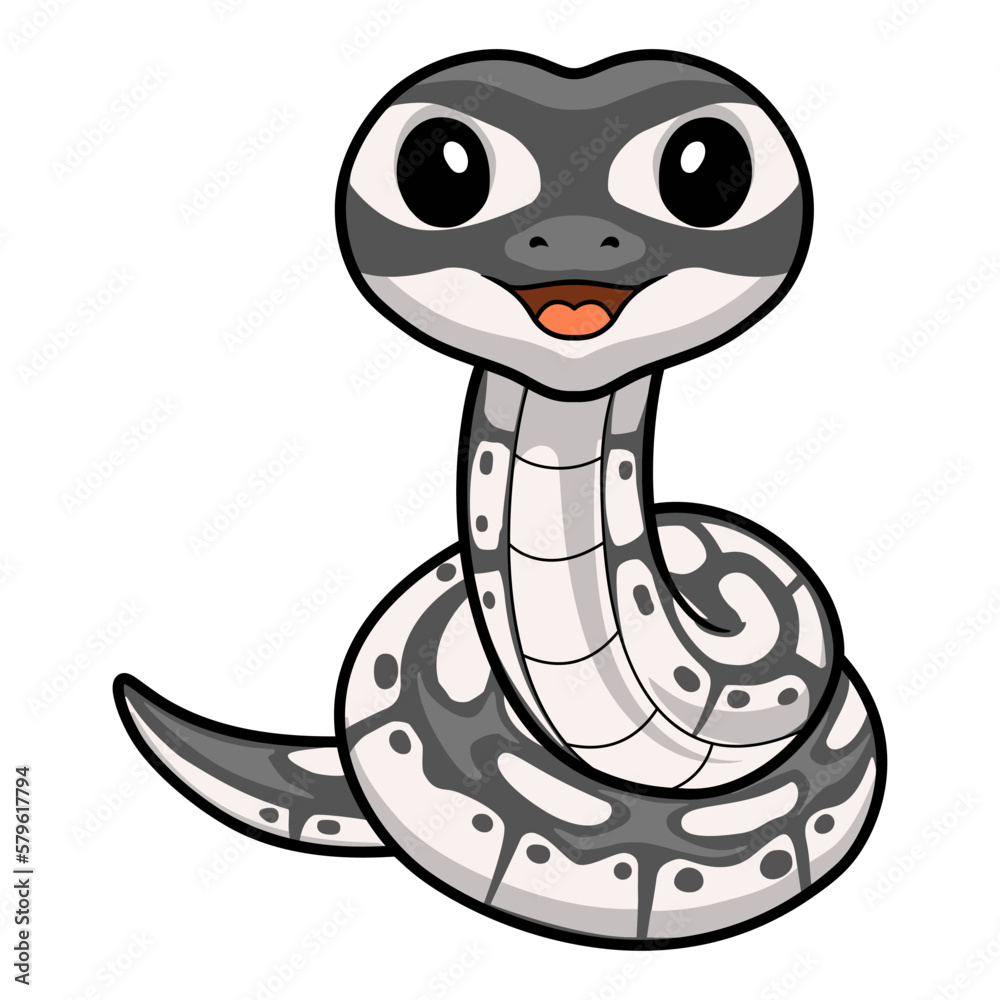 Fototapeta premium Cute axanthic ball python cartoon