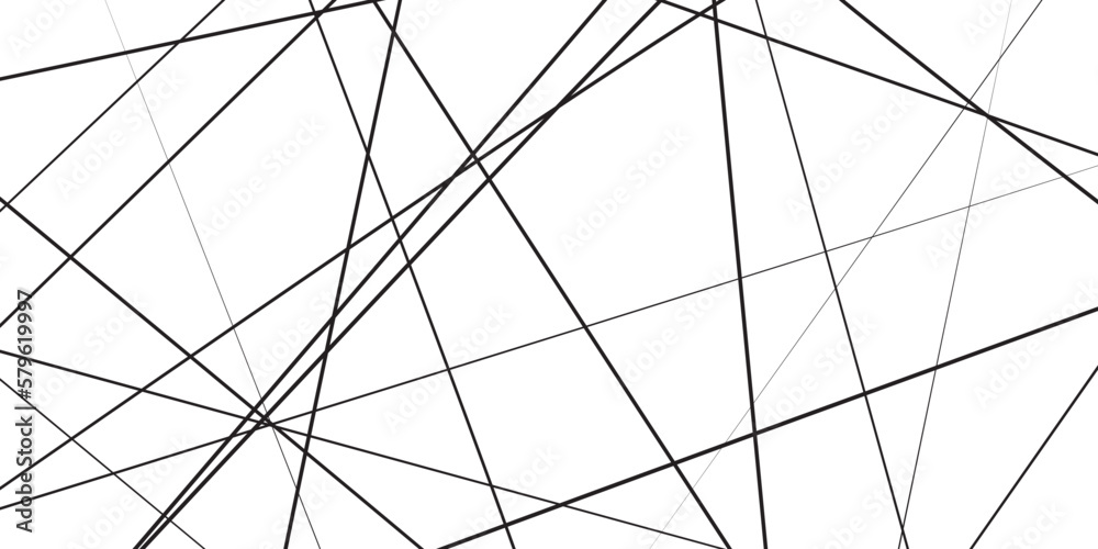 Obraz premium Abstract black and white liens with many squares and triangles shape on white background. Abstract geometric lines background. Vector illustration.