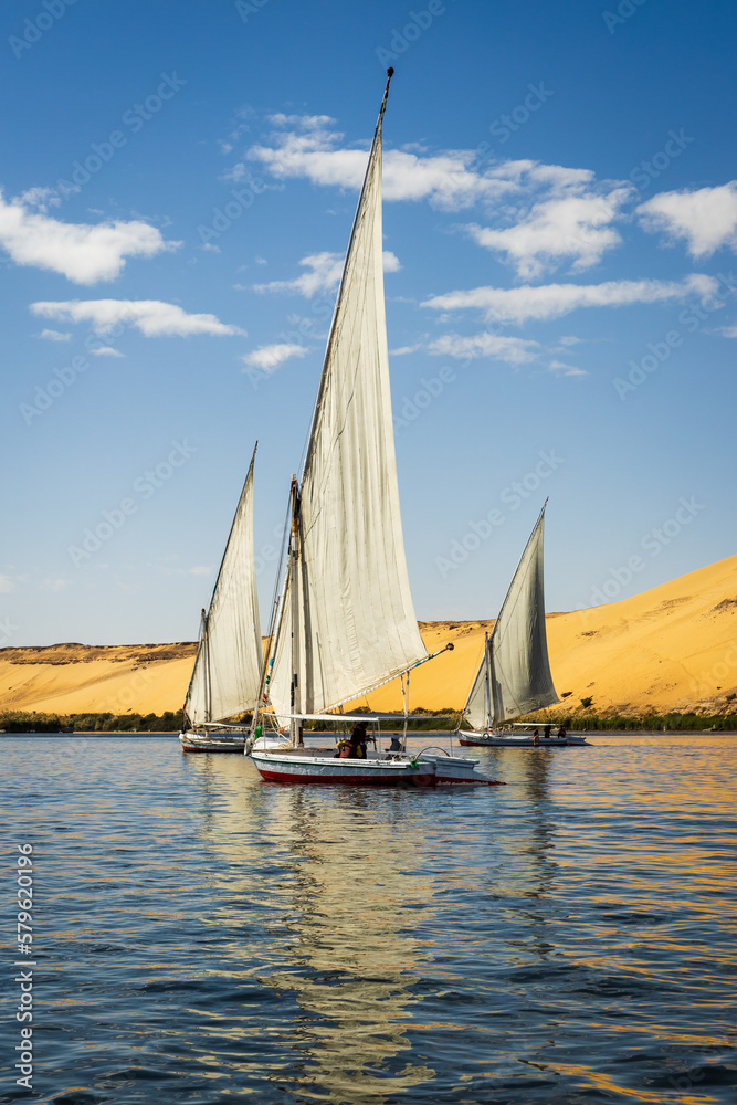 Fototapeta premium Sailboat on the Nile river in Aswan, Egypt.