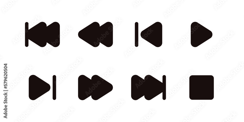 Simple media player icon collection with bubble style vector design for