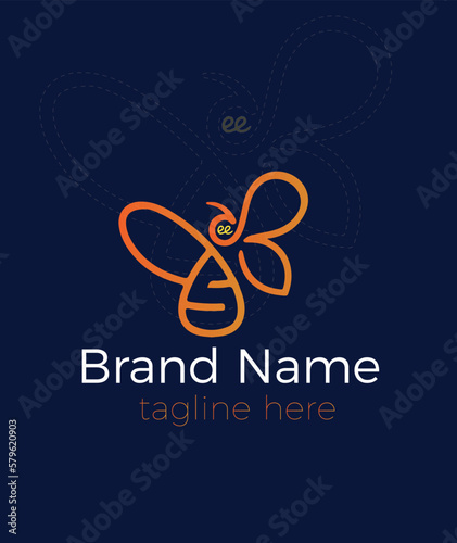 Bee Flying Logo Design 