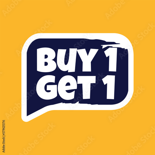 buy 1 get 1 sticker label. Discount 50% element