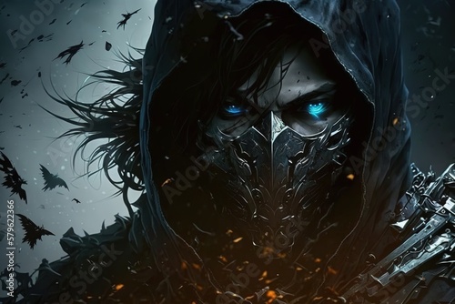 Dark epic gaming character concept, generative ai