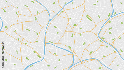 Location tracks dashboard. City street road. City streets route distance data, path turns and destination tag or mark. Huge city top view.