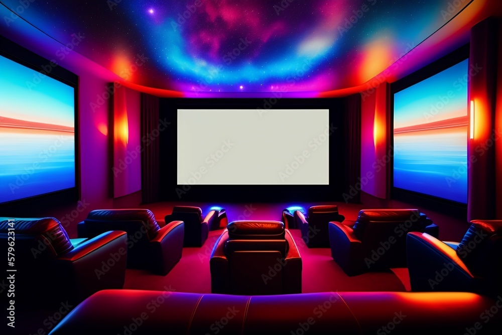 cinema hall with curtains ai generative
