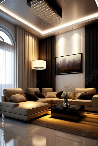modern living room ai generative