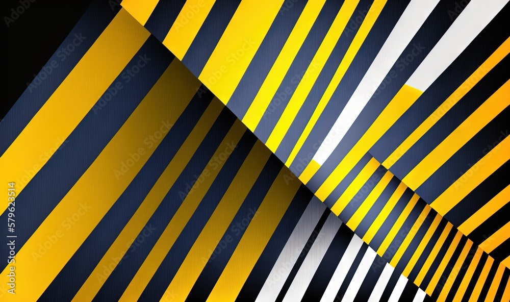  a black and yellow striped wall with a black background and a white stripe on the wall and a black and yellow stripe on the wall.  generative ai