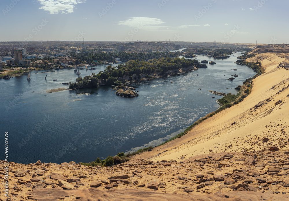View of Elephantine island from the top a hill