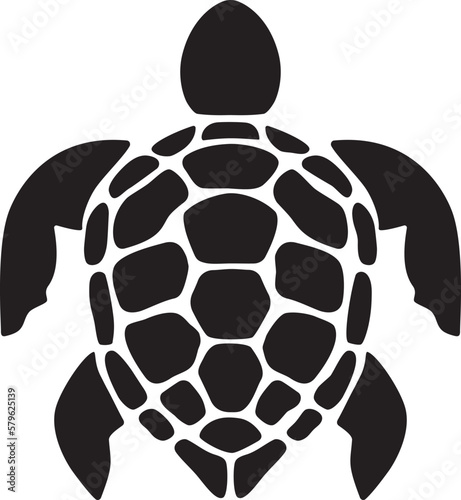 Silhouette of a sea turtle isolated on a white background.