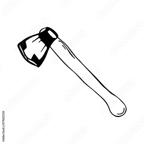 Ax drawn in hand drawn style on isolated white background.Vector.