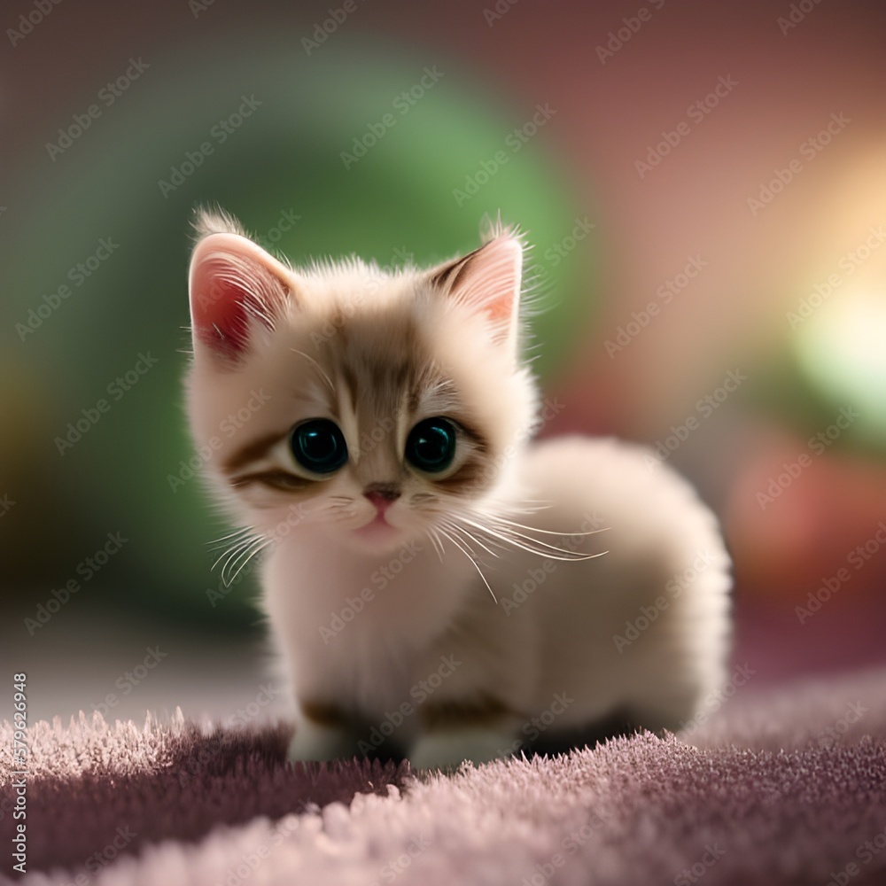 Süßes, kleines Katzenbaby mit großen Augen (Generative AI) Süßes, kleines Katzenbaby mit großen Augen (Generative AI)