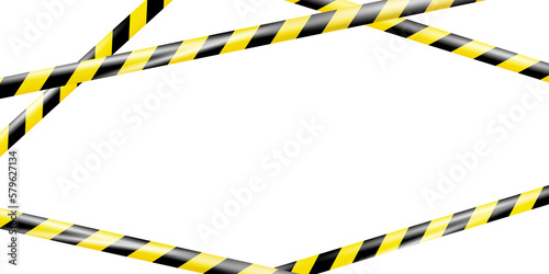 Fotografija Realistic striped crossing caution tape of warning signs for crime scene or construction area in yellow