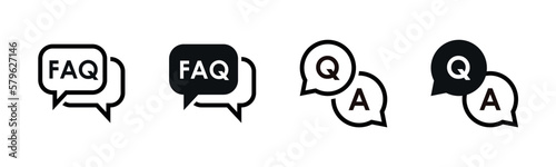 Set of faq icon collection for help, ask, discussion, speech, to get information about frequently asked questions symbol for an app or web design interface vector