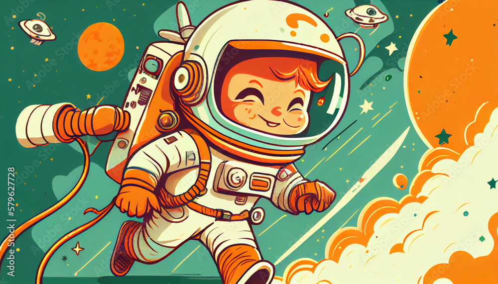 happy cute astronaut