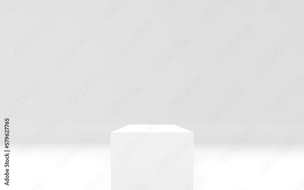 3D illustration of isolated white cube pedestal in a minimal background for mockup, blank stand for product and display on white banner web, e-commerce and wallpaper 3D illustration of isolated white cube pedestal in a minimal background for mockup, blank stand for product and display on white banner web, e-commerce and wallpaper