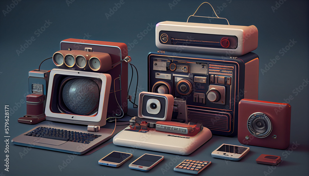 Fototapeta premium a retro hyperrealistic electronic 