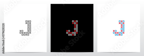 Tic Tac Toe Cross Circle Letter Logo Design J