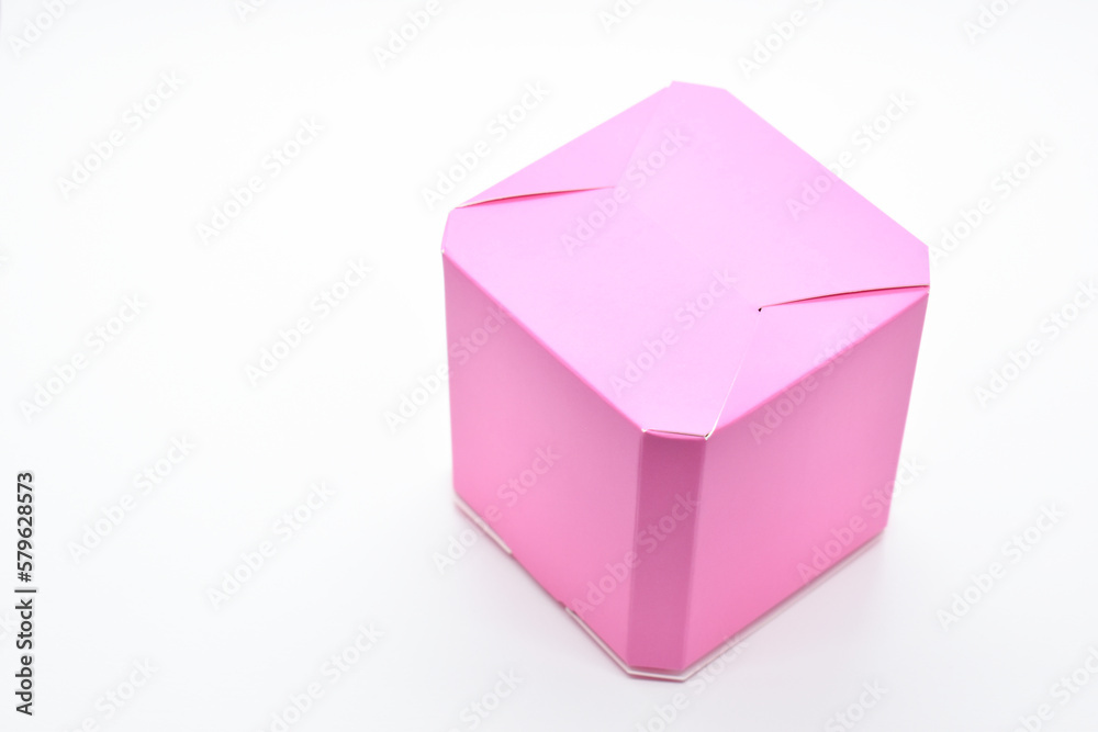 pink paper box on white background, package for design pink paper box on white background, package for design