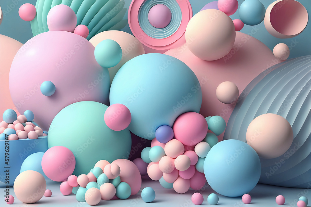 The pastel color of different shapes of background. Generative AI.
